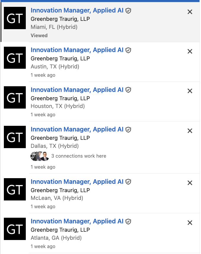 Greenberg Traurig AI listings