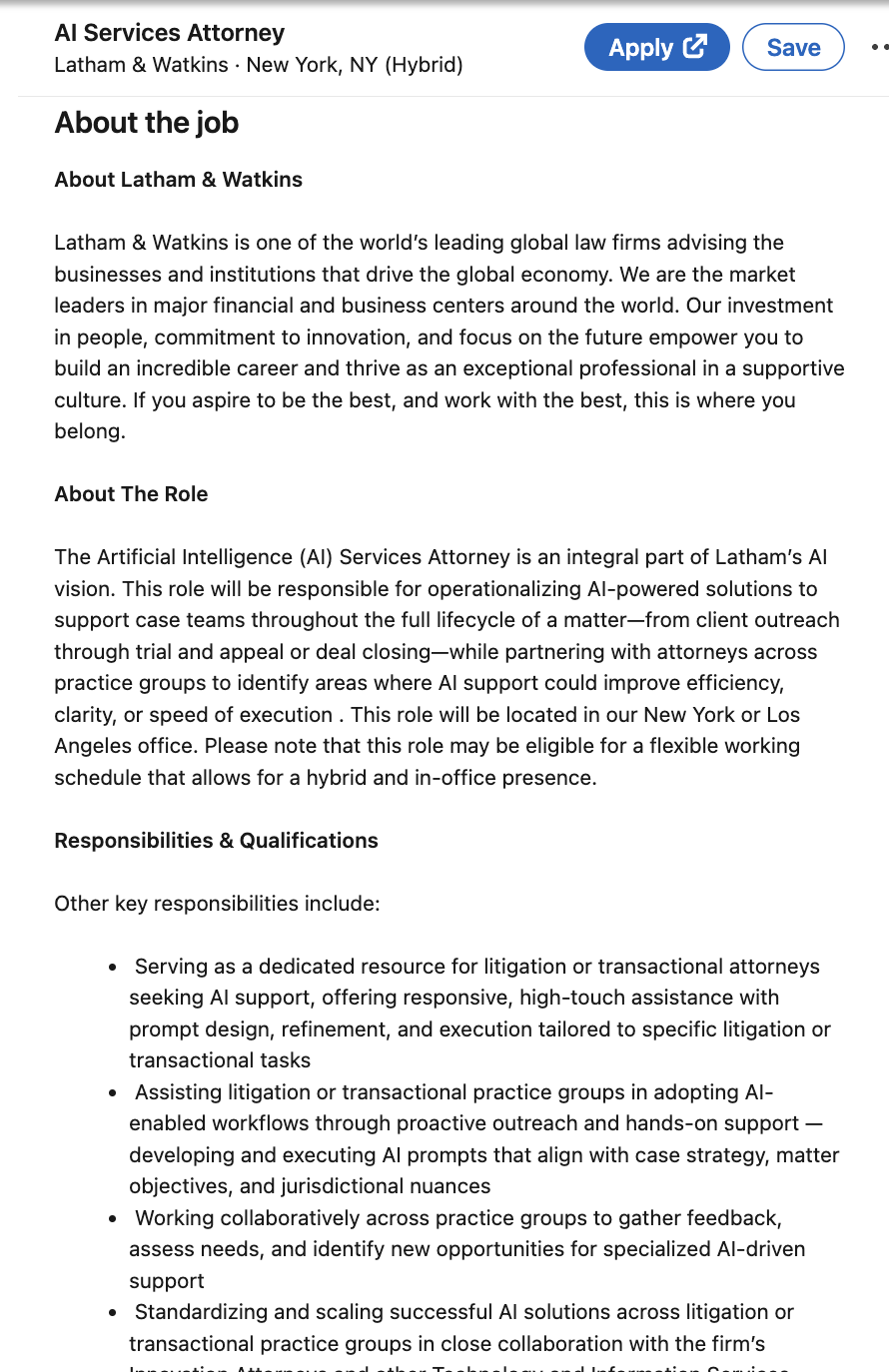 Latham AI Services Attorney