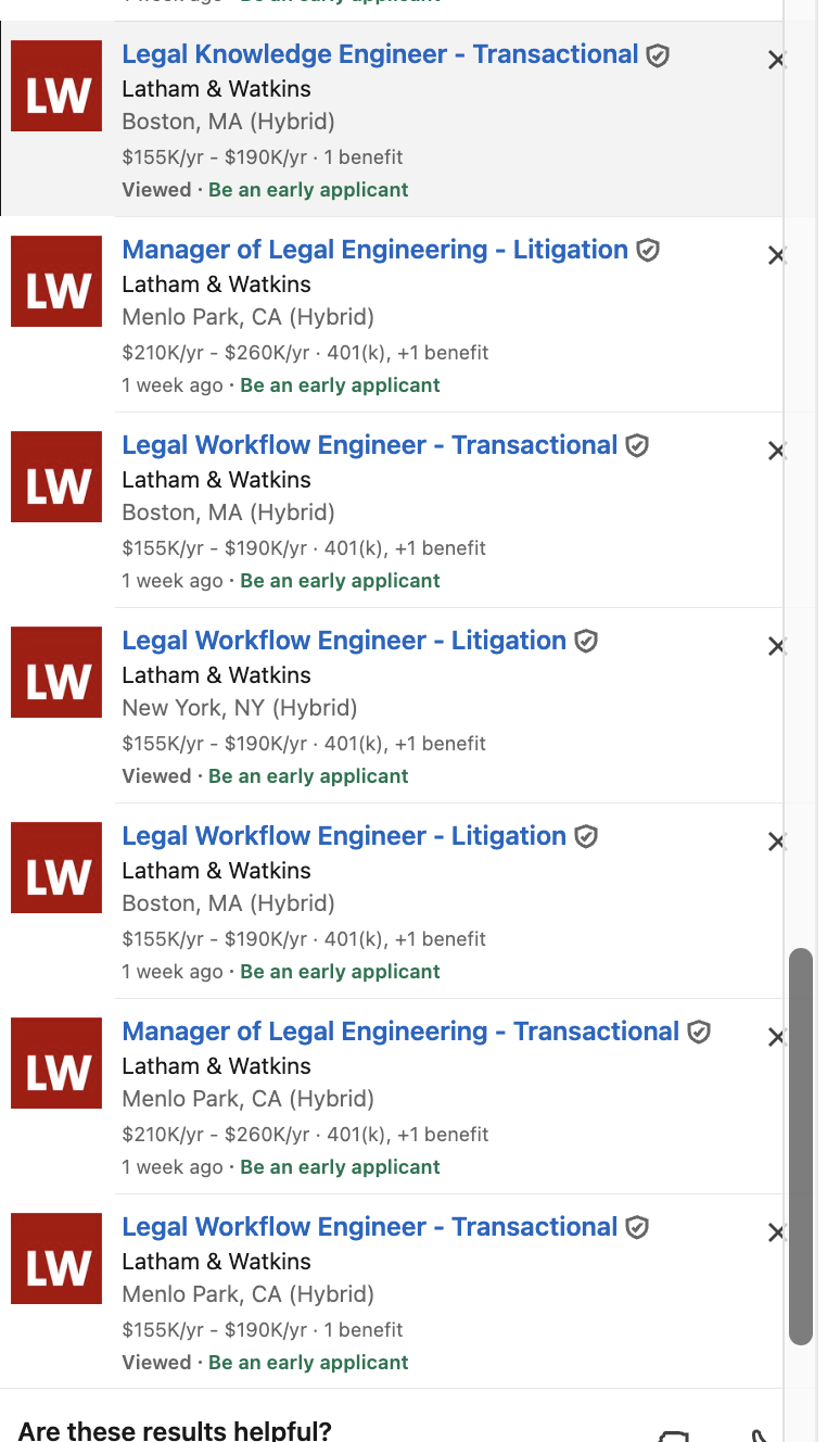 Latham & Watkins AI listings